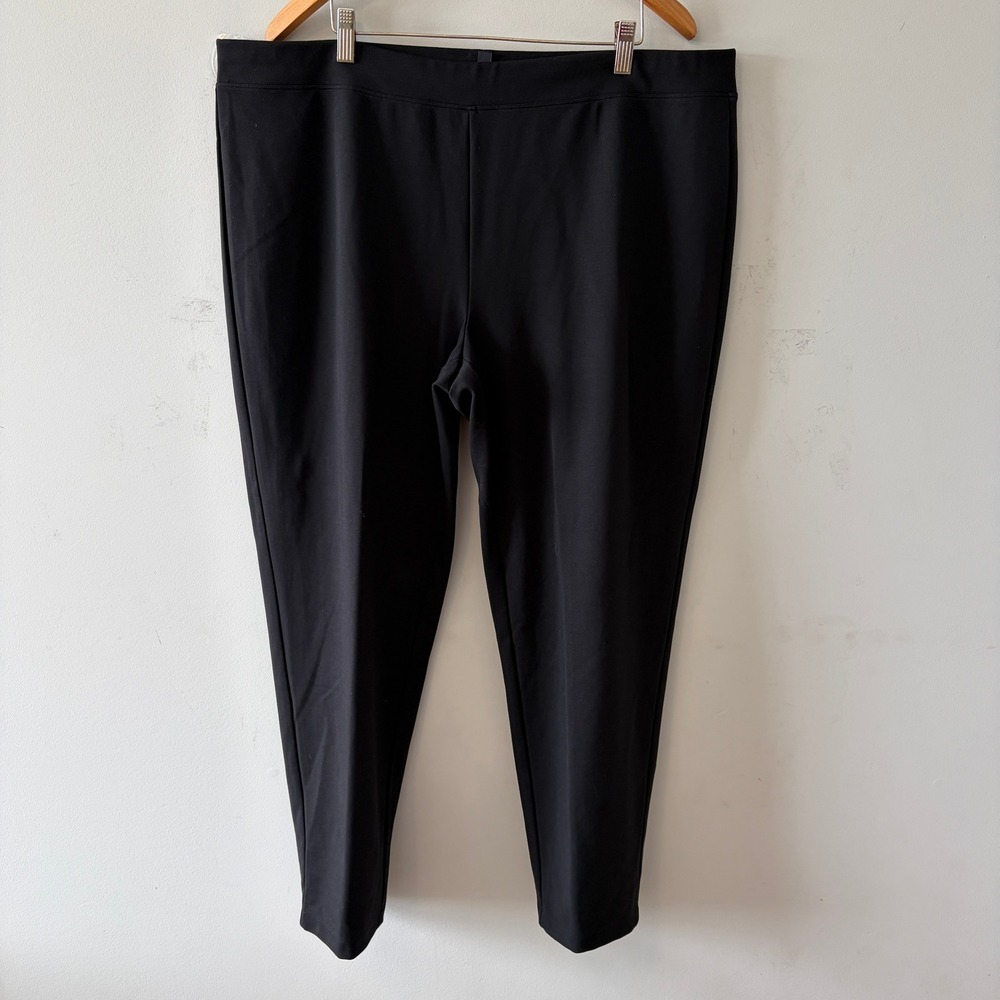 Eileen Fisher System Slim Ankle Pants Tencel Knit Black 1X Stretch Pull On